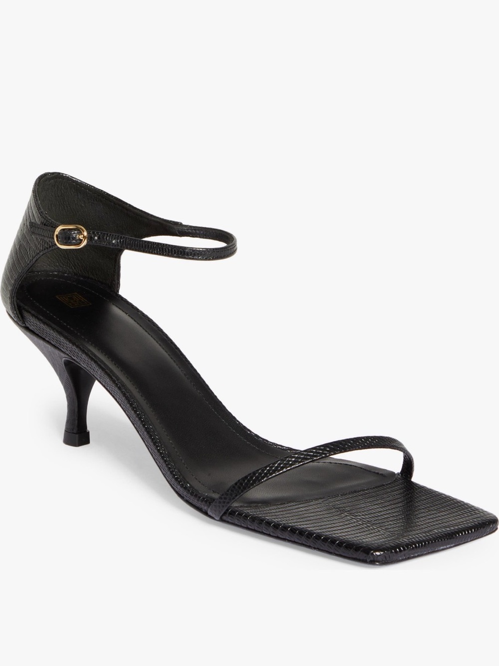 Toteme Black Square-Toe Strappy Kitten Heel Sandal